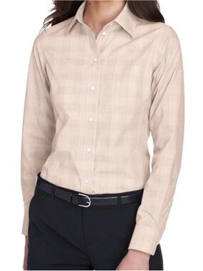 Devon & Jones Ladies Active Fit Plaid Dress Shirt. DG520W.